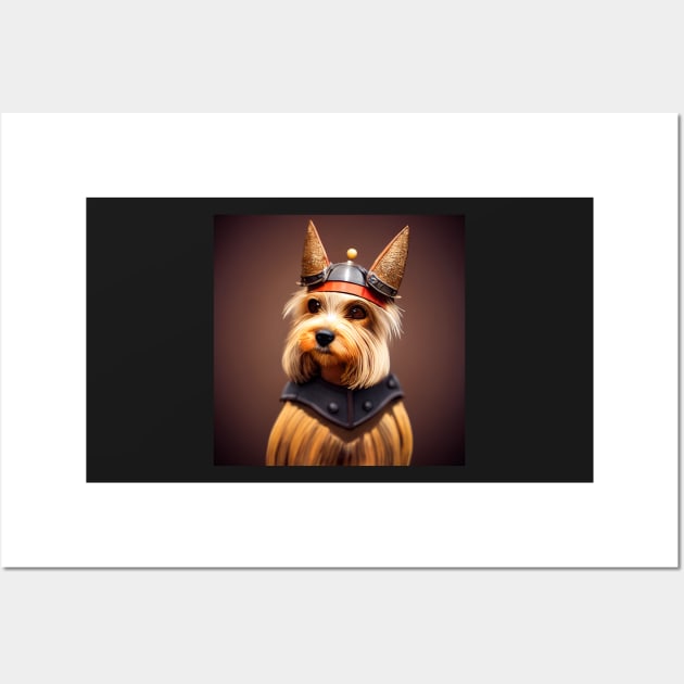 Cutest Yorkie dressed as a mediavel knight Wall Art by Studiowatermars